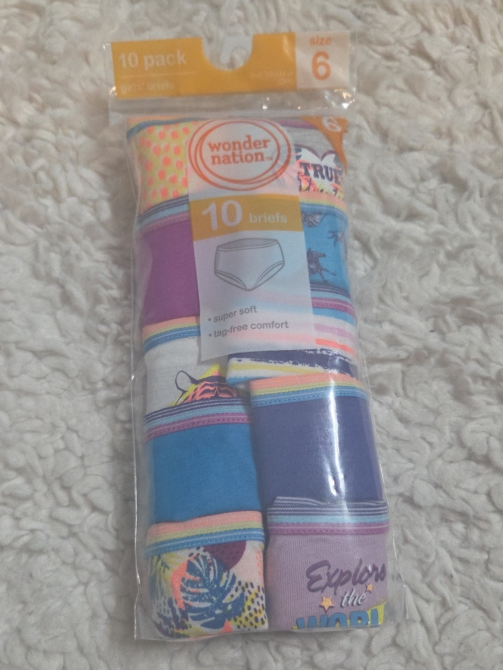wonder nation Girls' Colorful Purple & Blue Briefs 10-Pack